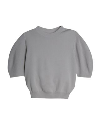 PUFF SLEEVES KNIT TOP - MOON
