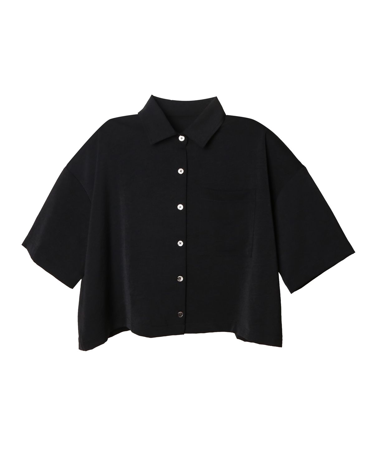 BOXY CROPPED SHORT SLEEVES SHIRT - BLACK