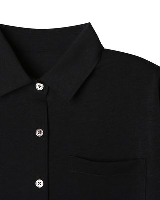 BOXY CROPPED SHORT SLEEVES SHIRT - BLACK