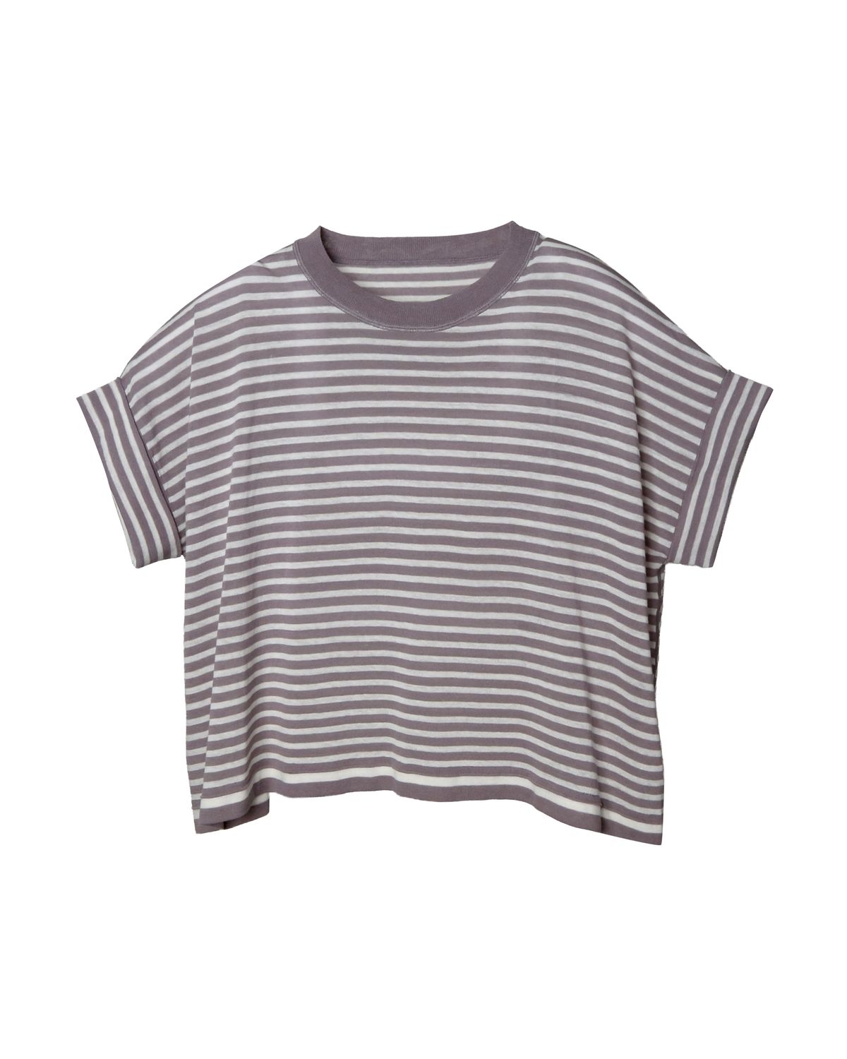 STRIPED BOXY TOP - TARO/EGGSHELL