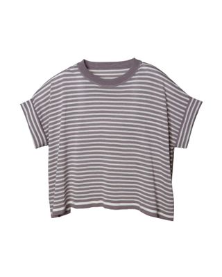 STRIPED BOXY TOP - TARO/EGGSHELL
