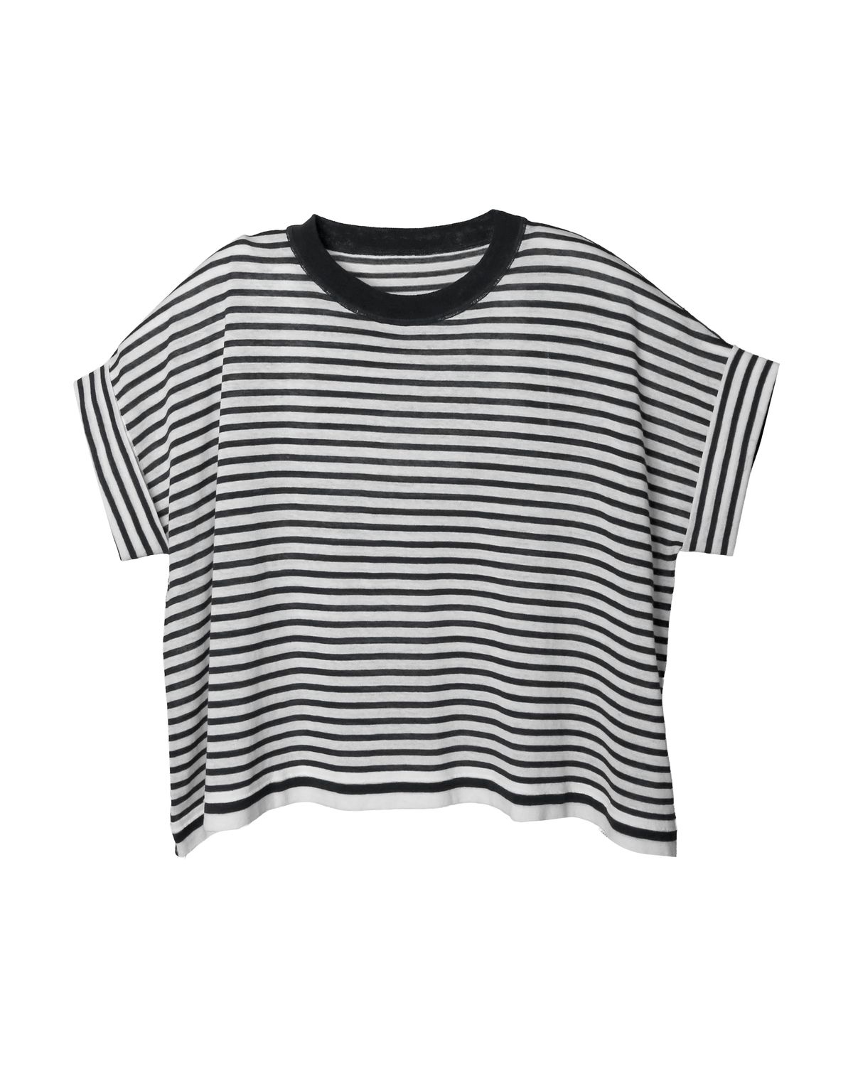 STRIPED BOXY TOP - EGGSHELL/BLACK