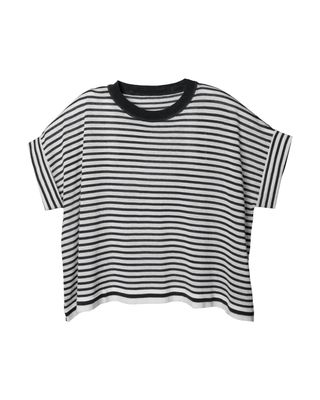 STRIPED BOXY TOP - EGGSHELL/BLACK