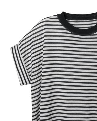 STRIPED BOXY TOP - EGGSHELL/BLACK