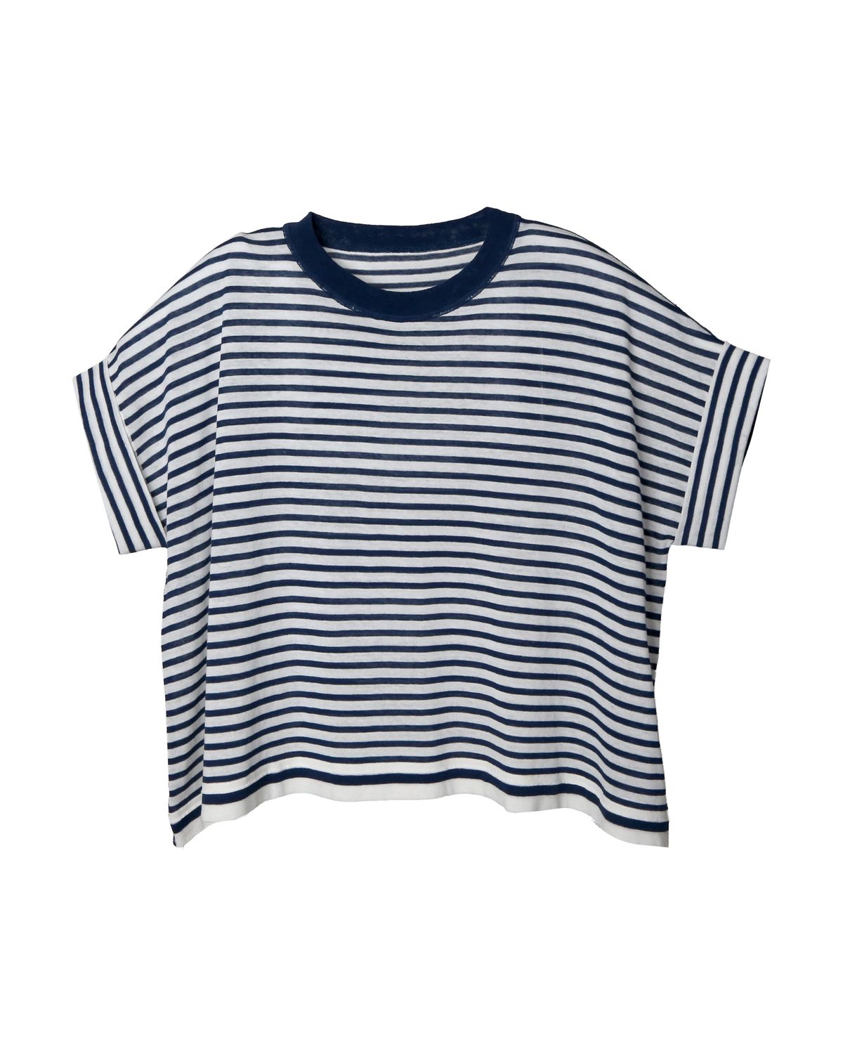 STRIPED BOXY TOP - WHITE/FRENCH BLUE