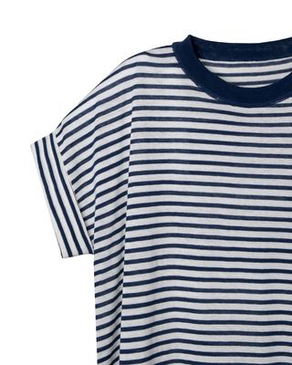 STRIPED BOXY TOP - WHITE/FRENCH BLUE
