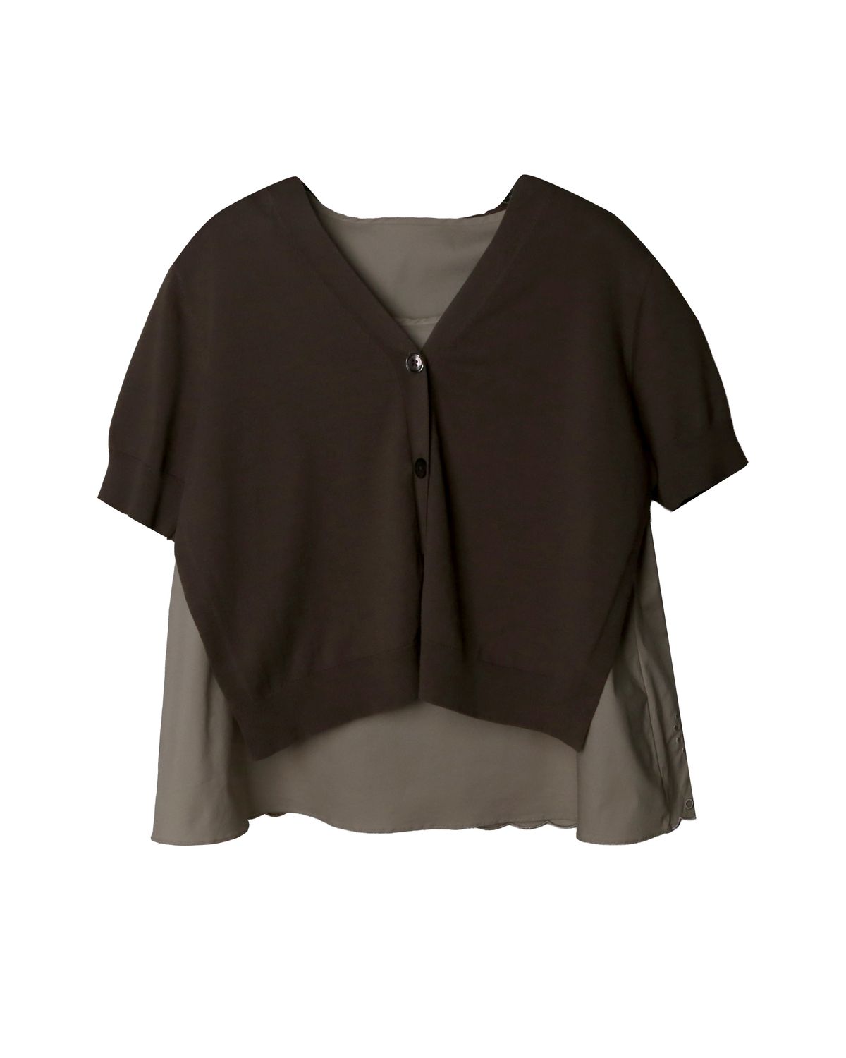 FLARE HEM TOP - OLIVE/CEMENT