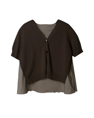 FLARE HEM TOP - OLIVE/CEMENT