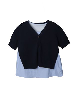 FLARE HEM TOP - NAVY/SKY STRIPE