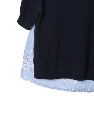 FLARE HEM TOP - NAVY/SKY STRIPE