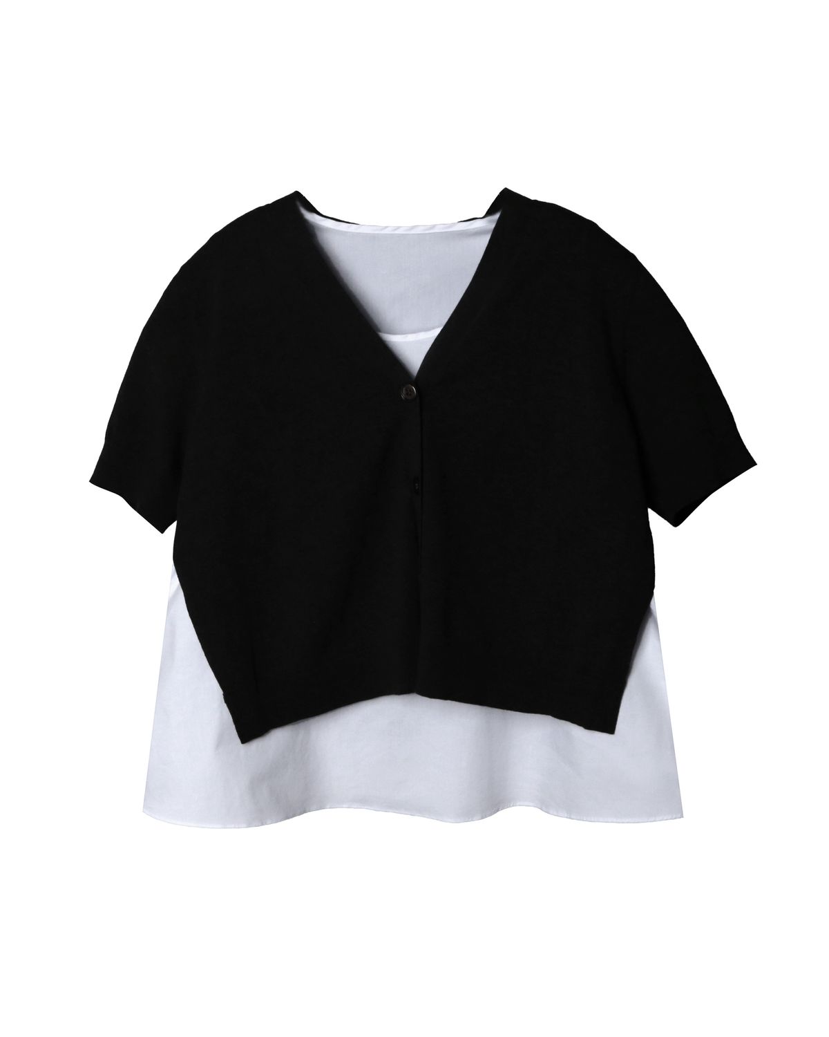 FLARE HEM TOP - CHARCOAL/EGGSHELL