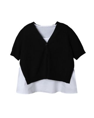 FLARE HEM TOP - CHARCOAL/EGGSHELL