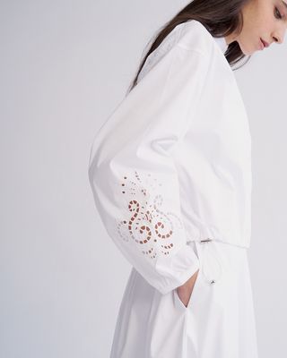 EMBROIDERY DETAILED SLEEVES TOP - EGGSHELL