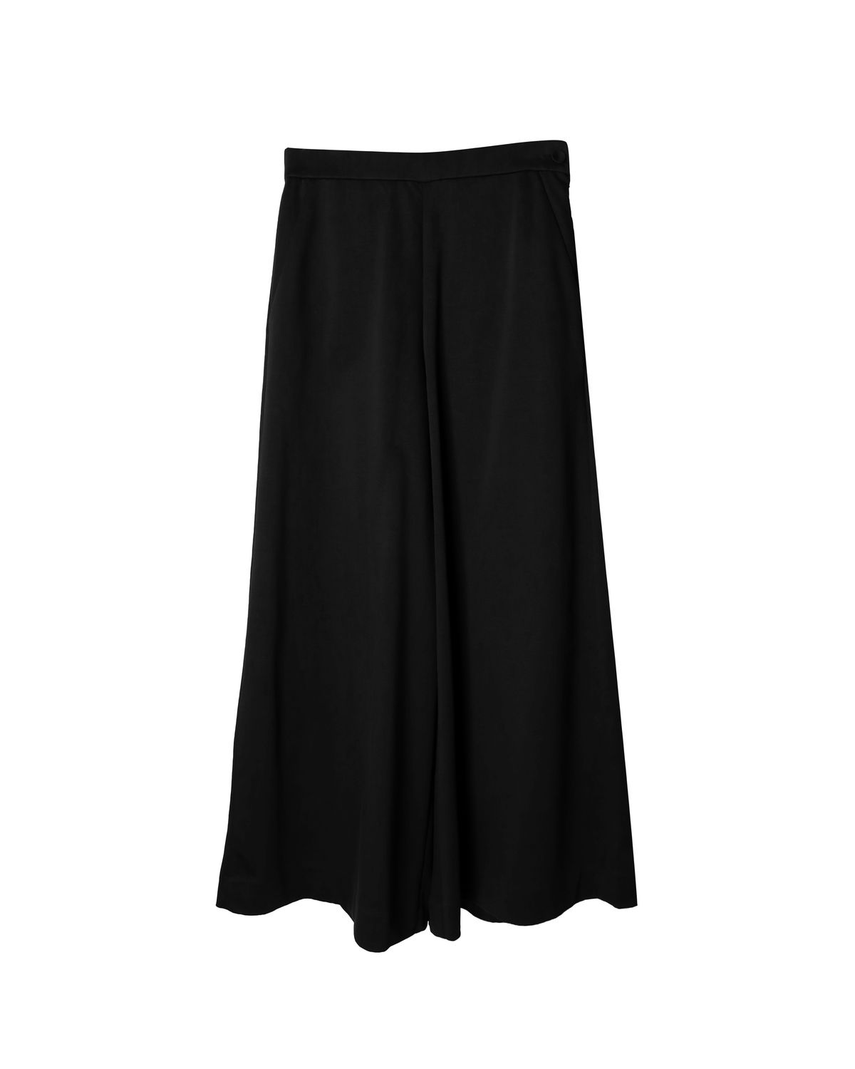 DOUBLE KNIT WIDE LEG PANTS - BLACK