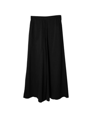 DOUBLE KNIT WIDE LEG PANTS - BLACK