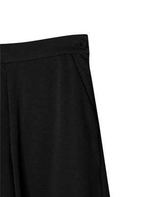 DOUBLE KNIT WIDE LEG PANTS - BLACK