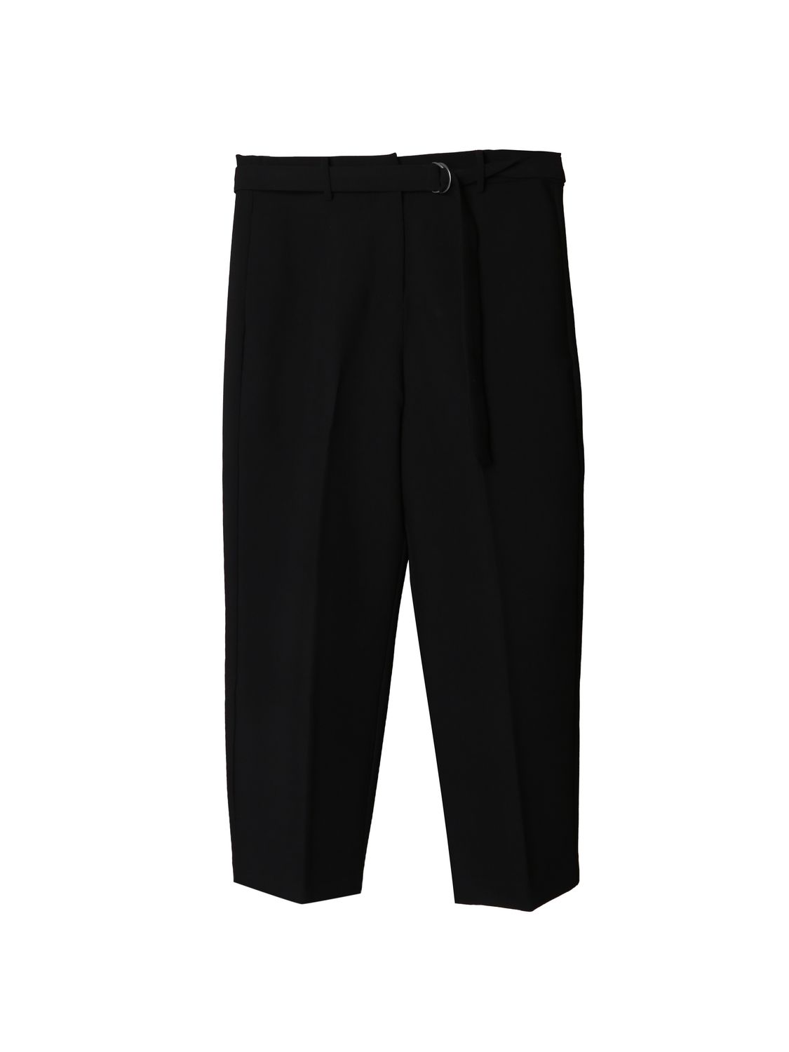 BELTED DETAIL STRAIGHT LEG PANTS - BLACK