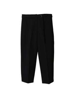 BELTED DETAIL STRAIGHT LEG PANTS - BLACK
