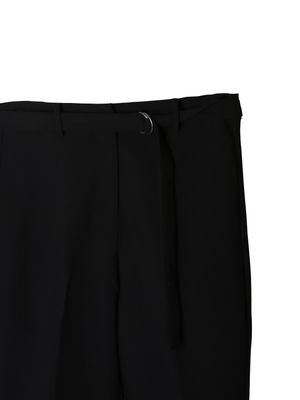 BELTED DETAIL STRAIGHT LEG PANTS - BLACK