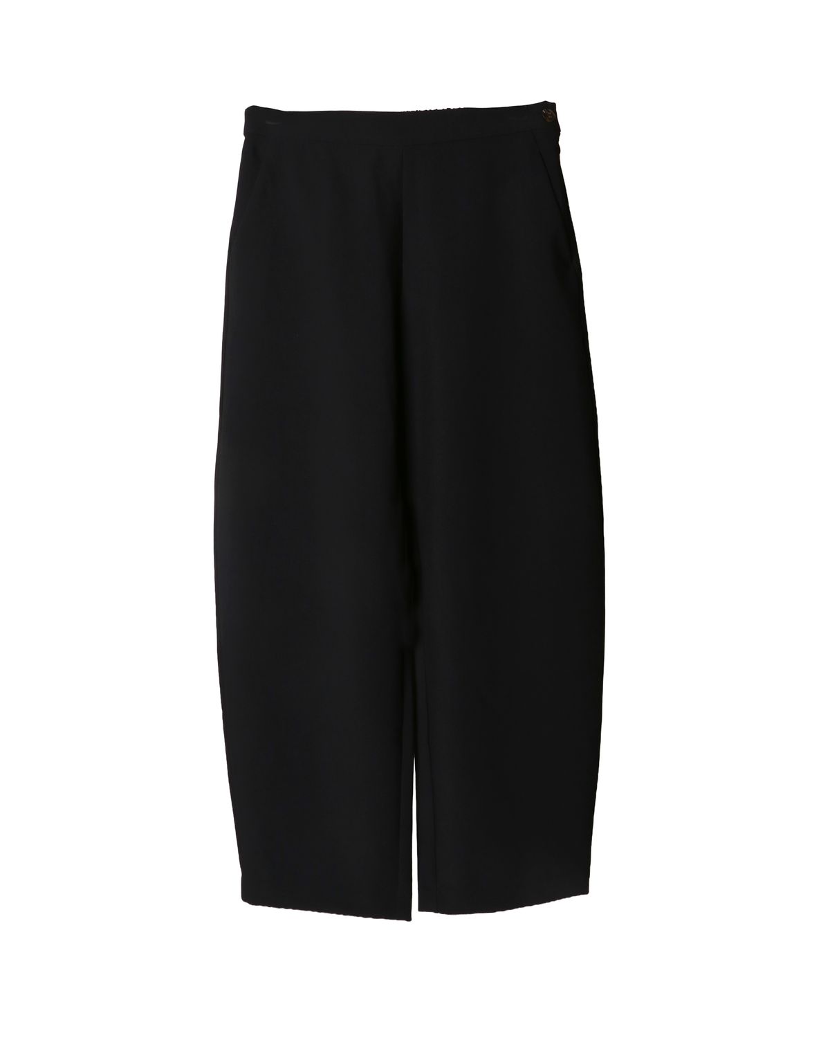 BACK ELASTIC WAISTBAND STRAIGHT-LEG PANTS - BLACK