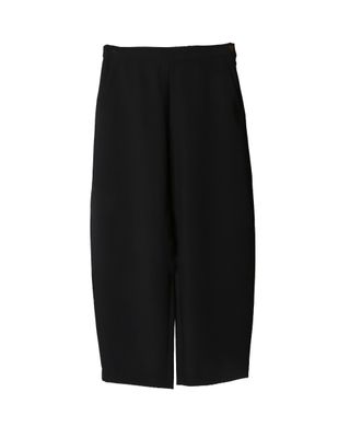 BACK ELASTIC WAISTBAND STRAIGHT-LEG PANTS - BLACK