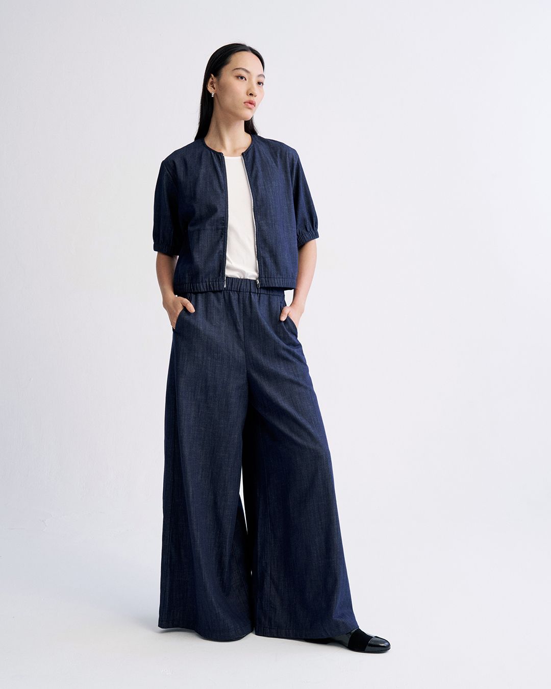 DENIM FLARE PANTS - DENIM
