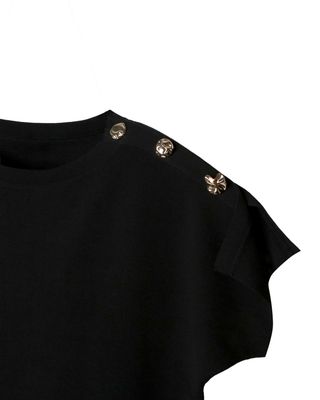 BUTTON DETAILED TOP - BLACK