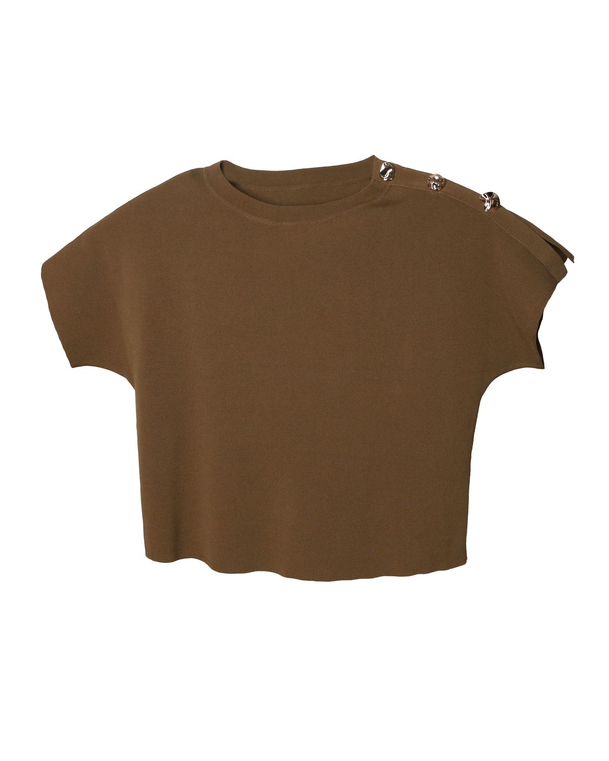 BUTTON DETAILED TOP - NUTMEG