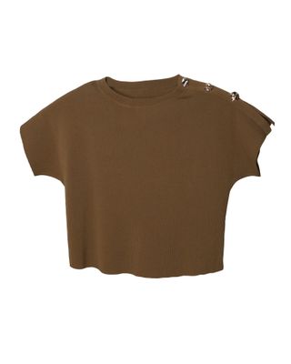 BUTTON DETAILED TOP - NUTMEG