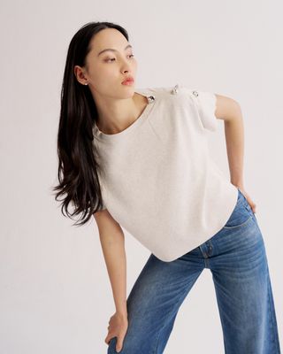 BUTTON DETAILED TOP - OATMEAL