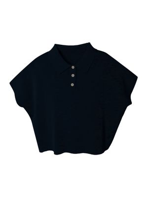 BOXY POLO TOP - NAVY