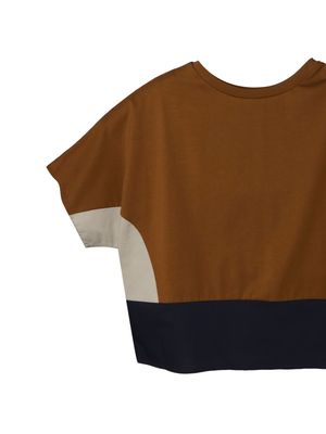 COLOUR BLOCKING BATWING TOP - GINGER/ROCK