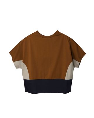 COLOUR BLOCKING BATWING TOP - GINGER/ROCK