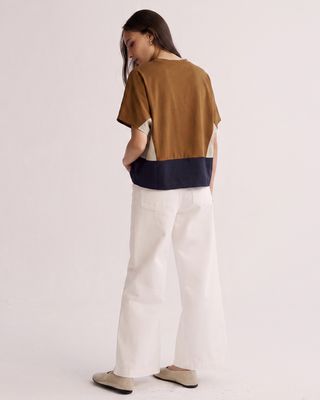 COLOUR BLOCKING BATWING TOP - GINGER/ROCK
