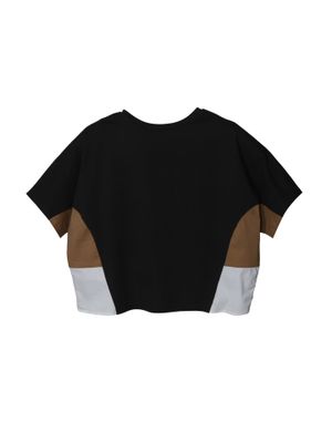 COLOUR BLOCKING BATWING TOP - BLACK/NUTMEG