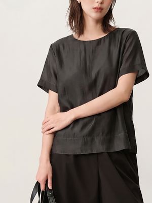 DOUBLE-LAYERED SILKY POLY LAWN SOFT STRUCTURE TOP - BLACK