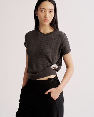 REFINED STITCH KNIT TOP - PEPPER CORN