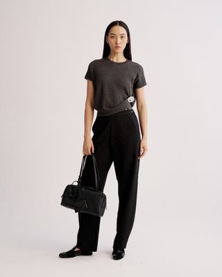 REFINED STITCH KNIT TOP - PEPPER CORN