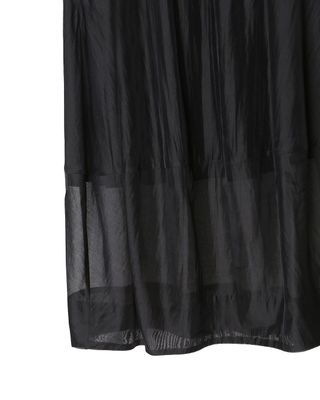 DOUBLE-LAYERED SILKY LAWN COCOON SKIRT WITH HALF LINING - BLACK