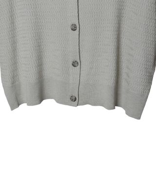 FINE GAUGE 2WAY BOXY KNIT SHORT SLEEVE CARDIGAN - CEMENT