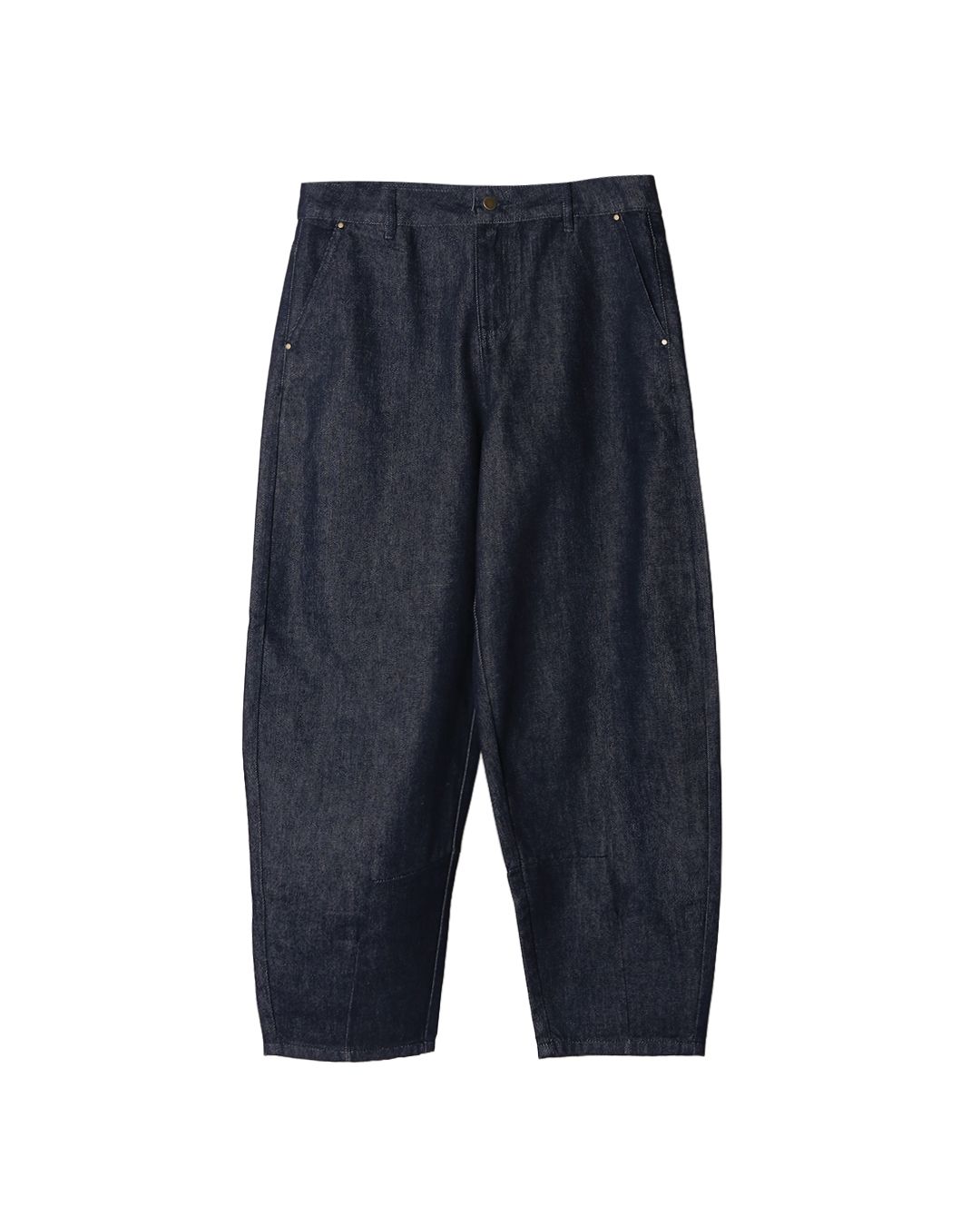 REFINED BARREL-LEG DENIM PANTS - DENIM