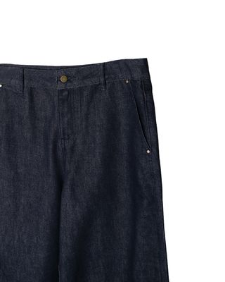 REFINED BARREL-LEG DENIM PANTS - DENIM
