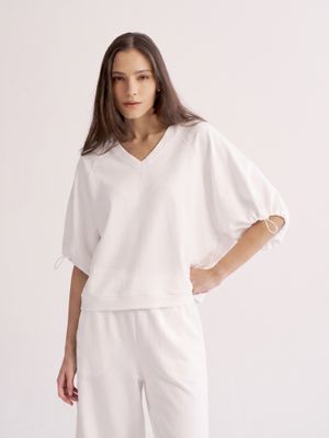 VOLUMINOUS-SLEEVE SWEATSHIRT - EGGSHELL