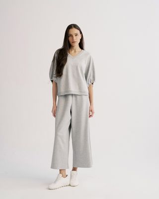 PANELED CROPPED WIDE-LEG PANTS - LHG