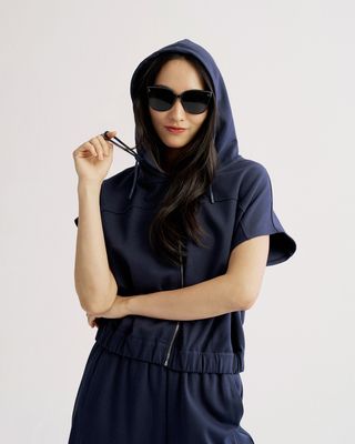 SHORT-SLEEVE ZIP-UP HOODIE - ECLIPSE