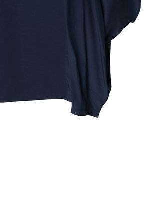 DUAL-TEXTURE INVERTED TRAPEZOID LOOSE TOP - NAVY