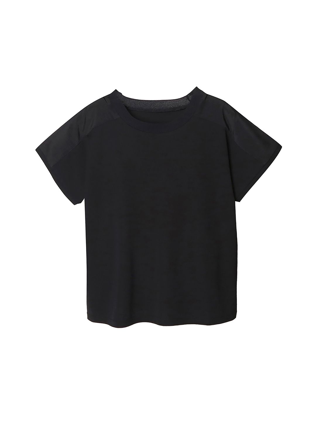 ROUND NECK SHORT SLEEVES TOP - BLACK