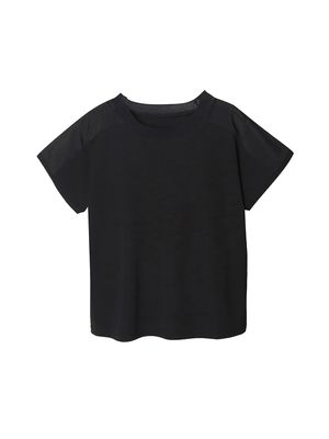 ROUND NECK SHORT SLEEVES TOP - BLACK