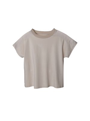 ROUND NECK SHORT SLEEVES TOP - CHALK