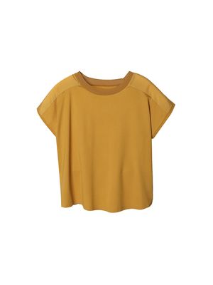 ROUND NECK SHORT SLEEVES TOP - MUSTARD